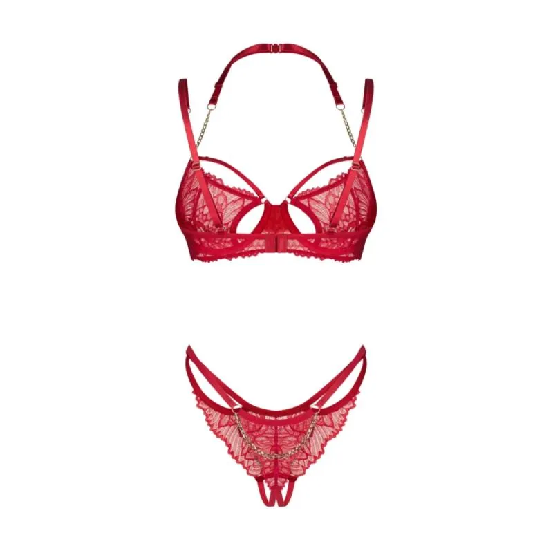 Obsessive – Matildea 2-teiliges Offenes Set – Rot – Bild 3