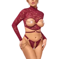 2tlg. Spitzen-Set ouvert rot 2tlg. Spitzen-Set ouvert rot