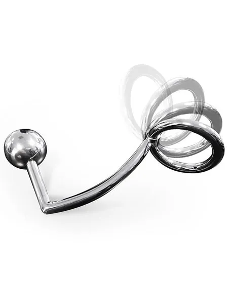 Anal Intruder: Edelstahl-Penis-/Hodenring (55mm) mit Analplug Anal Intruder: Edelstahl-Penis-/Hodenring (55mm) mit Analplug