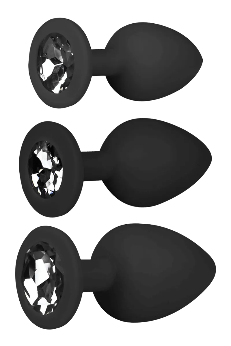 3tlg. Analplug Set mit Kristall - S/M/L schwarz 3tlg. Analplug Set mit Kristall - S/M/L schwarz