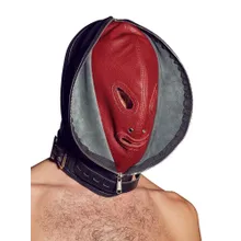 Leder-Doppelmaske, schwarz/rot Leder-Doppelmaske, schwarz/rot