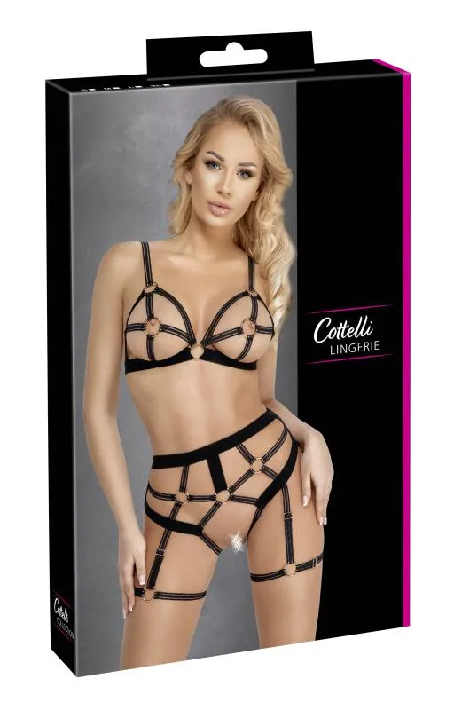 Cottelli LINGERIE – Ouvert Set Bra & Thong – Black – Bild 3