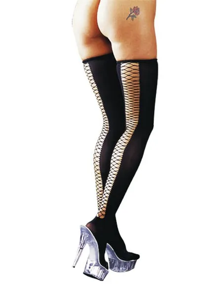 Halterlose Strümpfe: Cross, schwarz (M/L) Halterlose Strümpfe: Cross, schwarz (M/L)