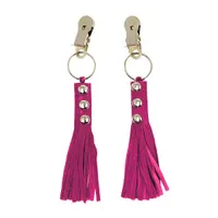 Nippelklemmen mit Velourlederfransen, pink Nippelklemmen mit Velourlederfransen, pink
