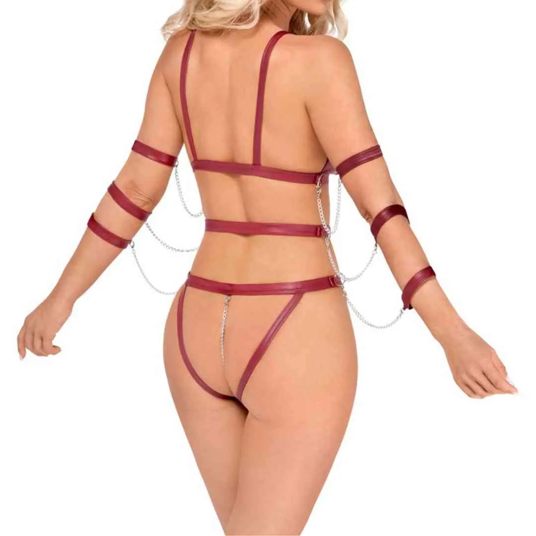 Riemenbody Ouvert mit Fesseln – Bild 3