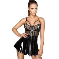 Noir Handmade: Lack-Netz-Minikleid, schwarz (L) Noir Handmade: Lack-Netz-Minikleid, schwarz (L)