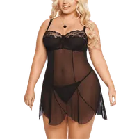 Schwarzes Babydoll aus Spitze und Tüll Plus Size Schwarzes Babydoll aus Spitze und Tüll Plus Size