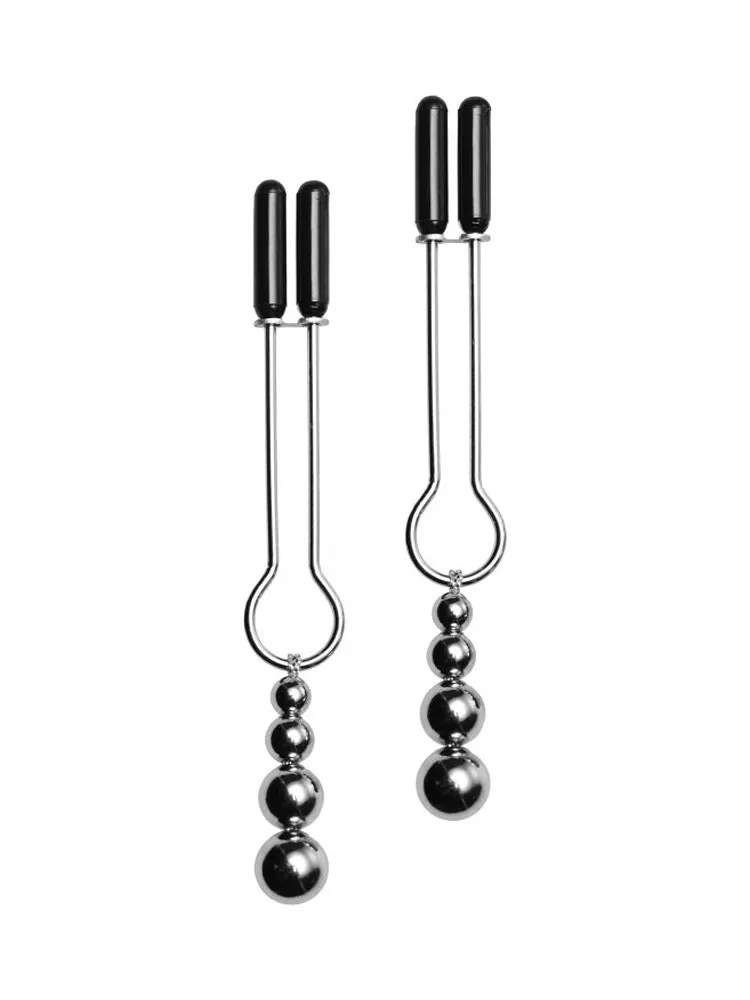 Master Series Adorn: Nippelklemmen, silber/schwarz Master Series Adorn: Nippelklemmen, silber/schwarz