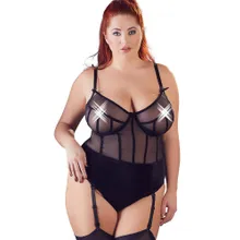 Netz-Samt-Strapsbody, schwarz (95 D) Netz-Samt-Strapsbody, schwarz (95 D)