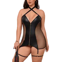 Wetlook Strapskleid schwarz Plus Size Wetlook Strapskleid schwarz Plus Size