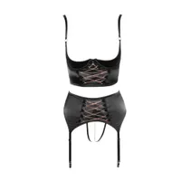 Gothic Dessous Set mit Hebe-BH, High Waist Slip und Strapsgurt Gothic Dessous Set mit Hebe-BH, High Waist Slip und Strapsgurt