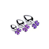 Booty Sparks Violet Flower Gem: Anal-Plug-Set 3-teilig, silber/lila Booty Sparks Violet Flower Gem: Anal-Plug-Set 3-teilig, silber/lila