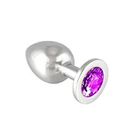 Edelstahl-Buttplug mit lila Kristall (360g) Edelstahl-Buttplug mit lila Kristall (360g)