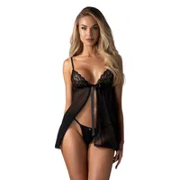 Obsessive - Blomentis Babydoll und String - Schwarz Obsessive - Blomentis Babydoll und String - Schwarz