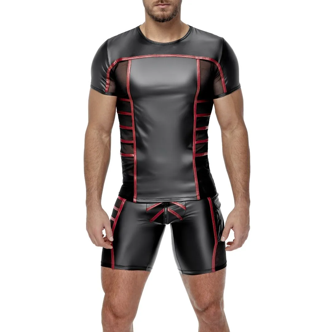 Shirt im 2-farbigen Mattlook mit Netzeinsätzen Shirt im 2-farbigen Mattlook mit Netzeinsätzen