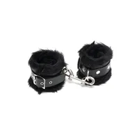 Leder-Handfesseln mit Plüsch, schwarz Leder-Handfesseln mit Plüsch, schwarz