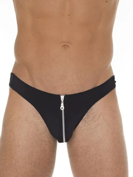 String mit Reißverschluss: Long John, schwarz (One Size) String mit Reißverschluss: Long John, schwarz (One Size)