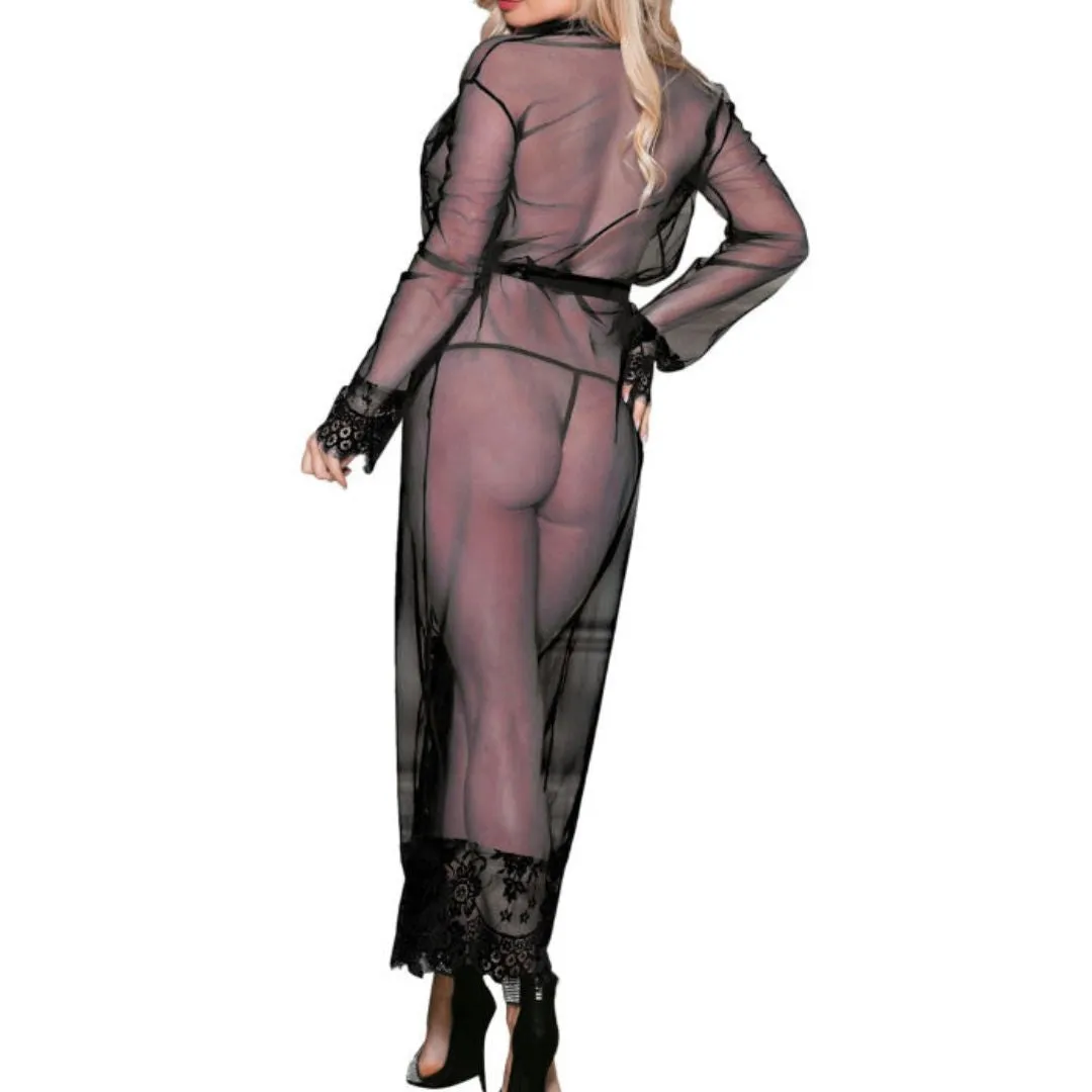 Transparenter Kimono aus Netz und Spitze – Bild 3