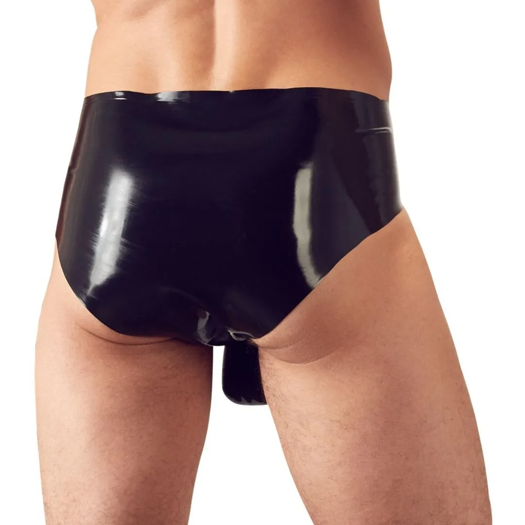 Slip aus Latex mit genoppter Penis- und Hodensleeve – Bild 4