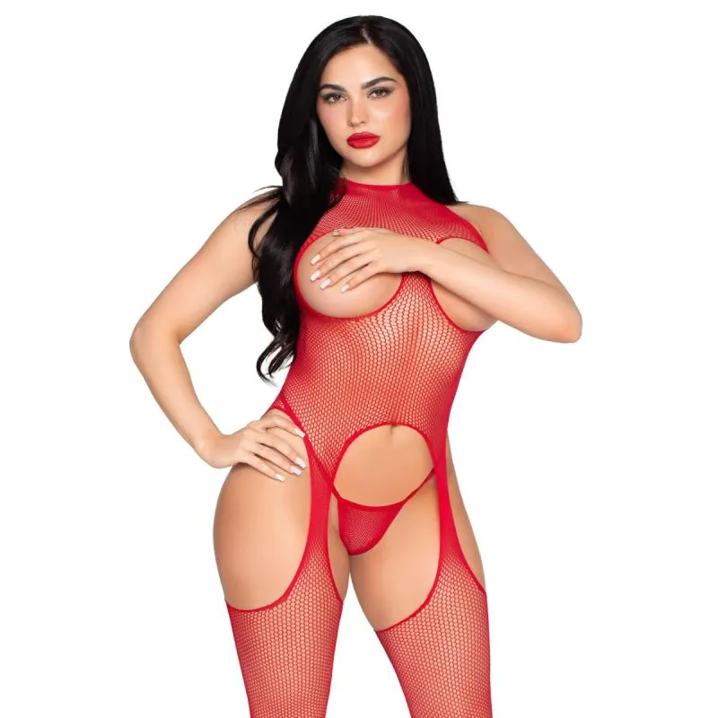 Leg Avenue - Cupless Bodystocking Set - Rot Leg Avenue - Cupless Bodystocking Set - Rot