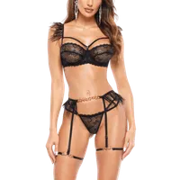 4tlg. BH-Set mit Federn schwarz 4tlg. BH-Set mit Federn schwarz