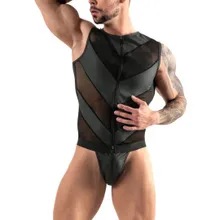 Kurzer Overall aus elastischem Powernet mit Mattlook-Einsätzen Kurzer Overall aus elastischem Powernet mit Mattlook-Einsätzen