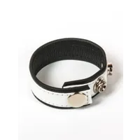 Black Label 3 Snap Leather Cock Ring: Penis- und Hodenriemen, schwarz/weiß Black Label 3 Snap Leather Cock Ring: Penis- und Hodenriemen, schwarz/weiß