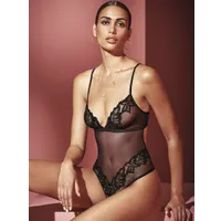 Bracli London: Perlenstringbody, schwarz (XL) Bracli London: Perlenstringbody, schwarz (XL)