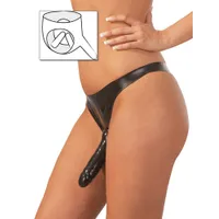 Latex-Slip mit 3fach-Dildo, schwarz (One Size) Latex-Slip mit 3fach-Dildo, schwarz (One Size)