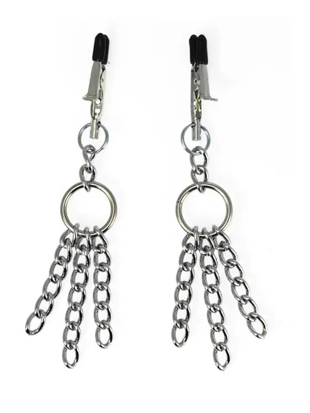 Metall-Nippelklemmen mit Kettenanhänger Metall-Nippelklemmen mit Kettenanhänger