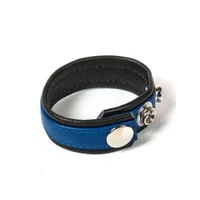 Black Label 3 Snap Leather Cock Ring: Penis- und Hodenriemen, schwarz/blau Black Label 3 Snap Leather Cock Ring: Penis- und Hodenriemen, schwarz/blau