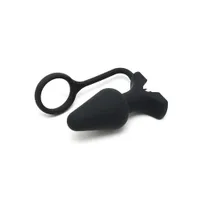 Silikon-Vibroplug mit Penisring, schwarz Silikon-Vibroplug mit Penisring, schwarz