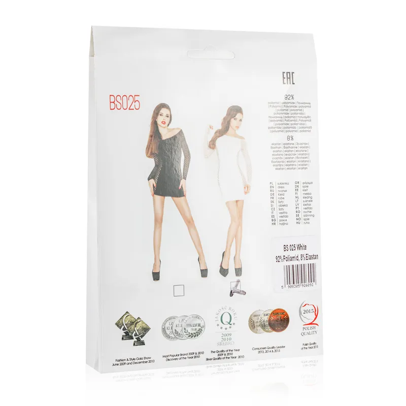 Weißes Minikleid mit Netz-Ärmeln – Bild 3