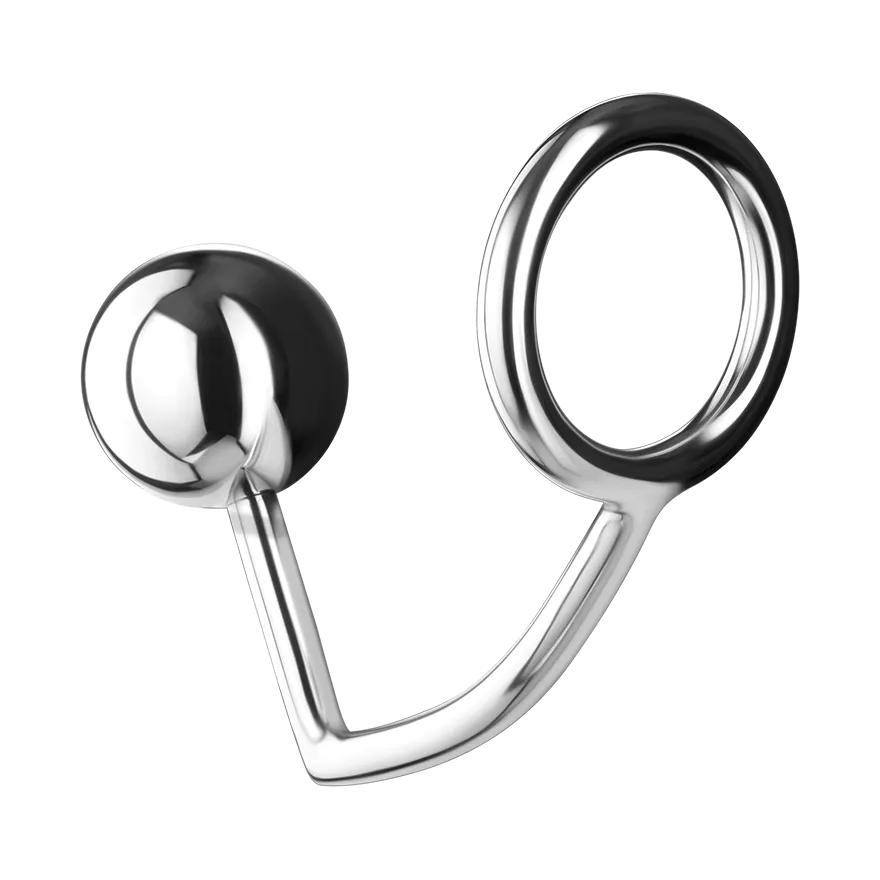 Metall-Penisring mit Analdildo, L, 5 cm Metall-Penisring mit Analdildo, L, 5 cm