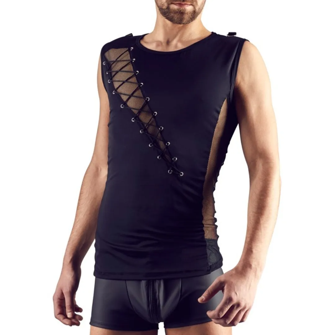 Shirt mit Netz und D-Ring Schnürung – Bild 3