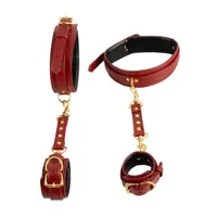 Hand-Bein-Fessel aus rotem Lederimitat Hand-Bein-Fessel aus rotem Lederimitat