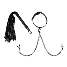 Halsfessel mit Nippelklemmen plus Peitsche