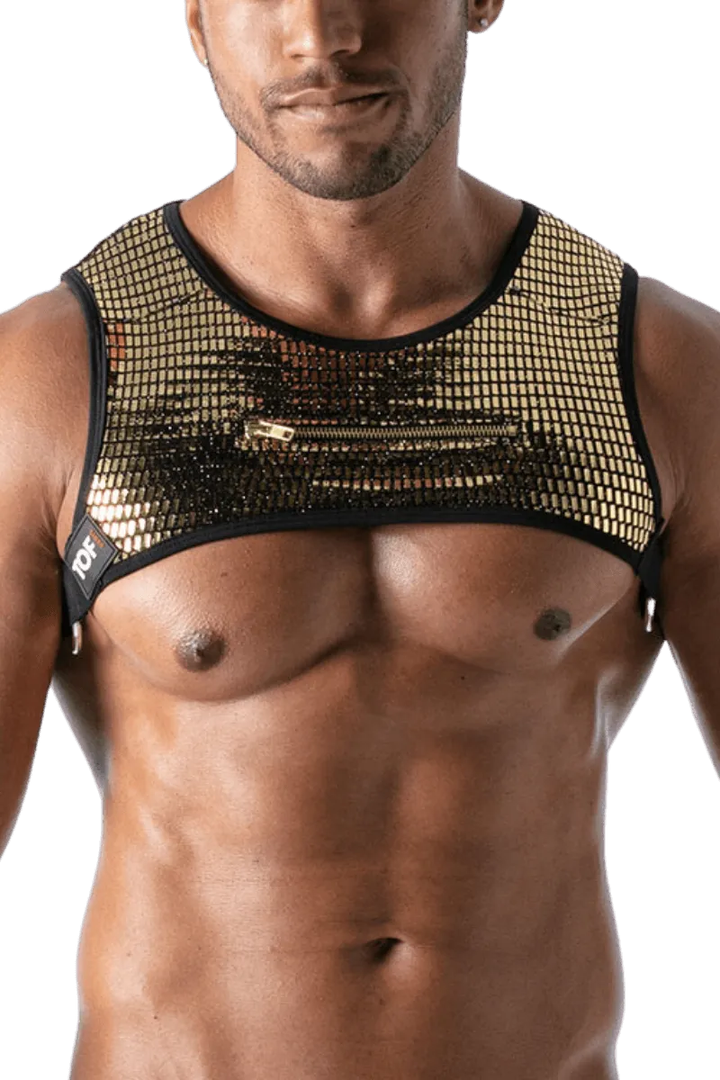 Herren Brust Harness gold schwarz Herren Brust Harness gold schwarz