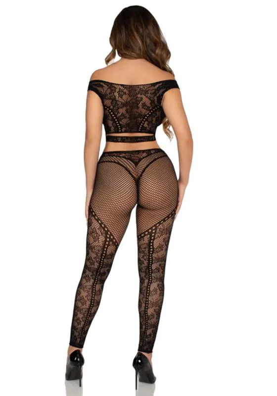 Leg Avenue – Off-Shoulder Crop Top & Legging Set – Schwarz – Bild 2