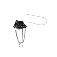 Leder-Hodenmanschette mit Innendornen + Ketten, schwarz Leder-Hodenmanschette mit Innendornen + Ketten, schwarz