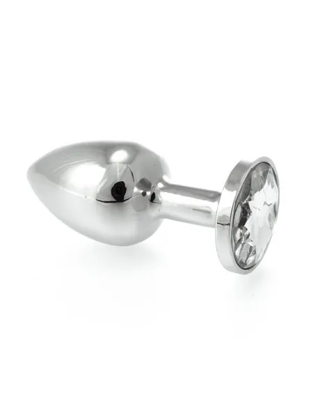 Edelstahl-Buttplug mit klarem Kristall (155g) Edelstahl-Buttplug mit klarem Kristall (155g)