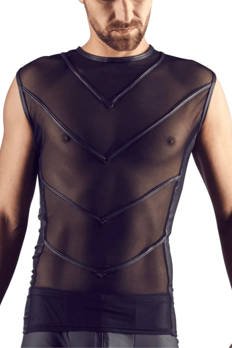 Netz-Shirt mit Wetlook-Details Netz-Shirt mit Wetlook-Details