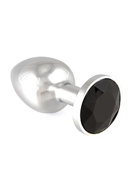 Edelstahl-Buttplug mit schwarzem Kristall (75g) Edelstahl-Buttplug mit schwarzem Kristall (75g)