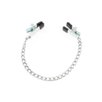 Metall-Nippelklemmen groß mit Kette, silber Metall-Nippelklemmen groß mit Kette, silber