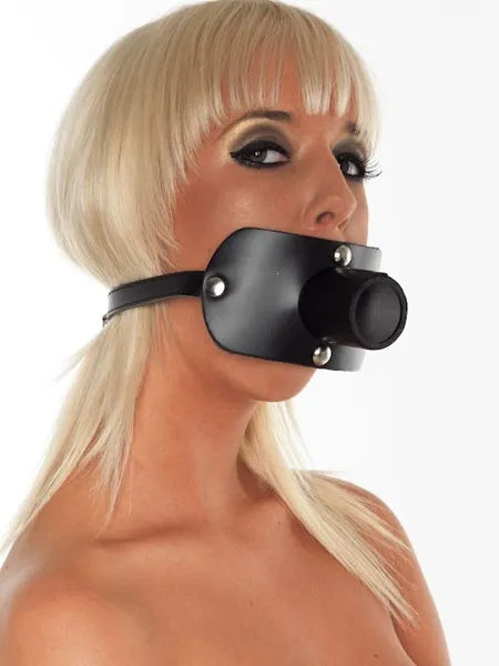 Lederknebel mit Harnrohr (35mm), schwarz Lederknebel mit Harnrohr (35mm), schwarz