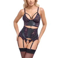 Strapscorsagen-Set Wetlook mit Spitze Strapscorsagen-Set Wetlook mit Spitze