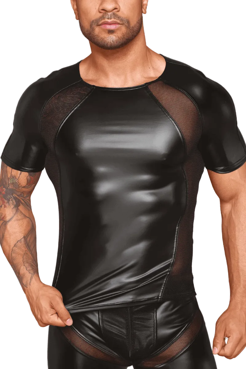 Wetlook Shirt mit transparentem Netz Wetlook Shirt mit transparentem Netz