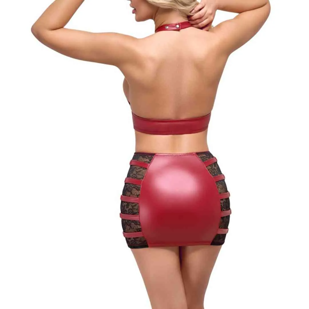 Top & Minirock im roten Wetlook – Bild 3