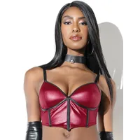 Coquette: Wetlook-Top, merlot/schwarz (3XL/4XL) Coquette: Wetlook-Top, merlot/schwarz (3XL/4XL)