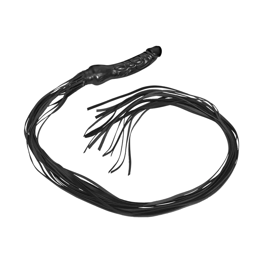 Latexdildo mit 15 Lederriemen, 13 cm Latexdildo mit 15 Lederriemen, 13 cm